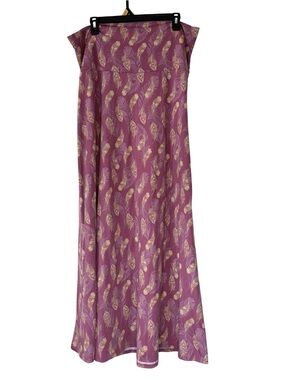 3/$20 LuLaRoe Simply Comfortable Pink/Purple Maxi Skirt with Gold Feather Motif